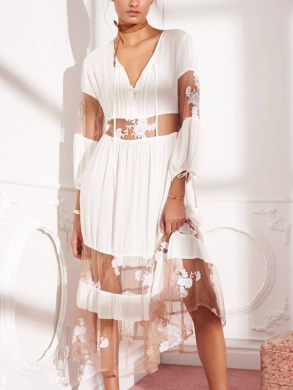 For Love and Lemons Eva Midi Dress - Size Small